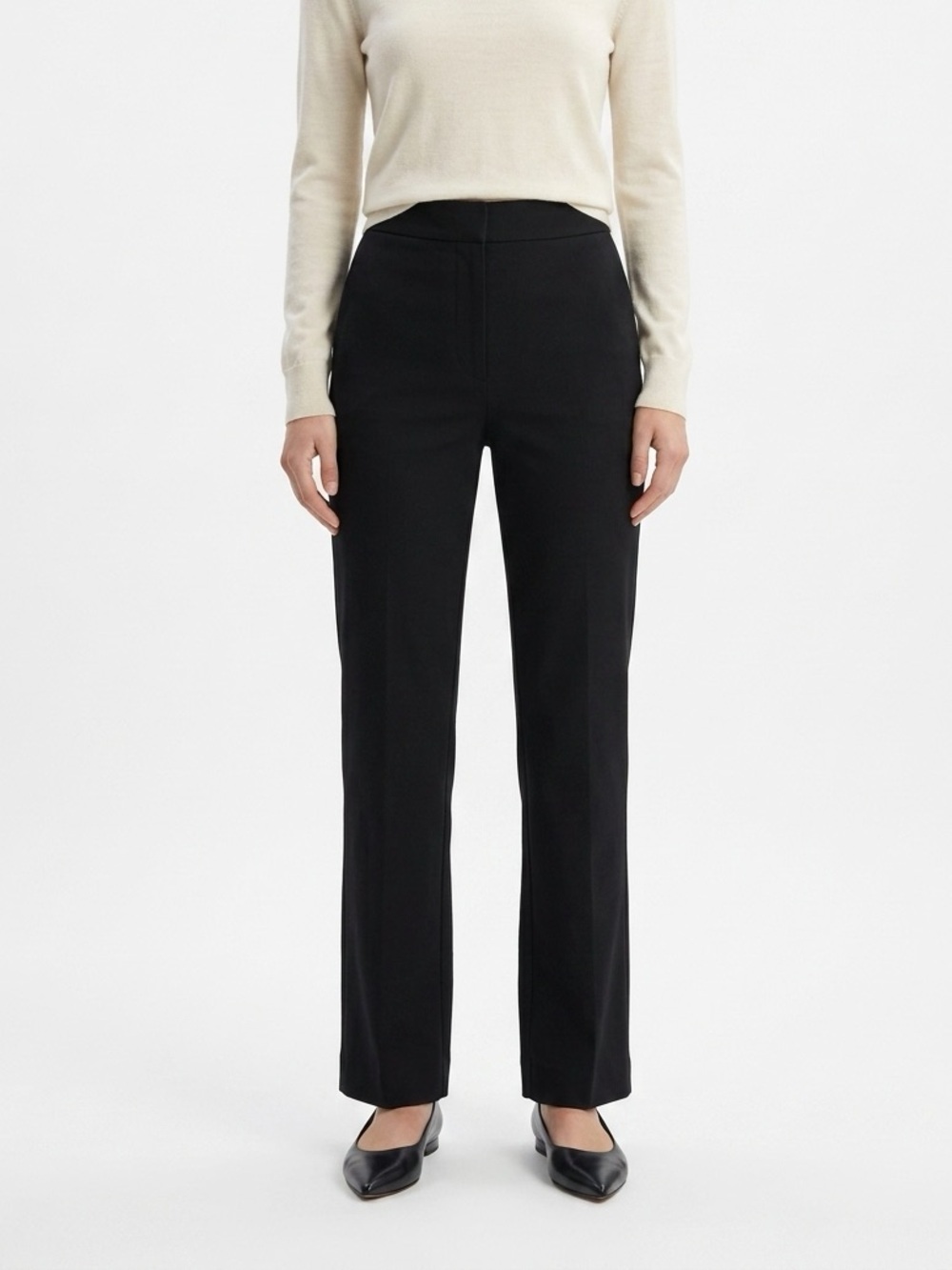 SPANX On-The-Go Slim Straight Pants Black Cotton Blend Tall XS Stretch Work